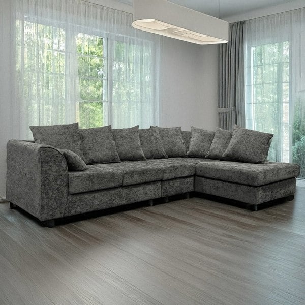 Furnishings For Less Monaco Chenille Fabric 5 Seater L Shaped Corner Sofa