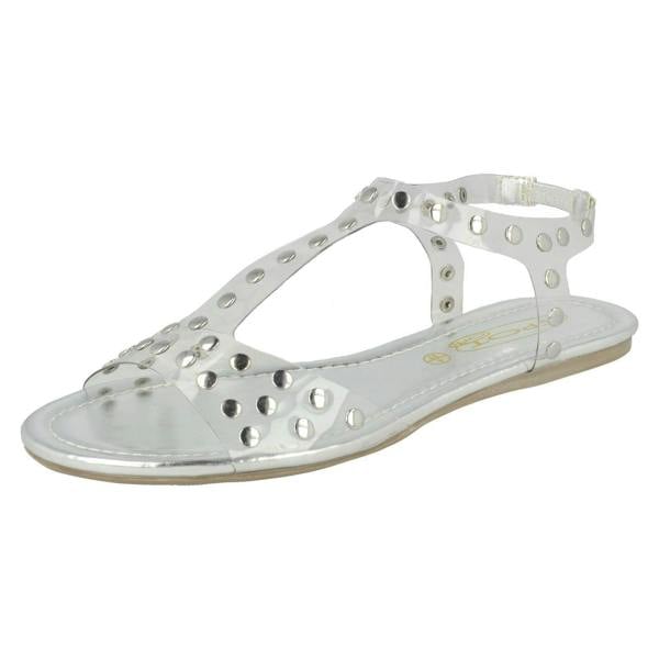 Spot On Ladies Spot On Flat Studded Jelly Sandal