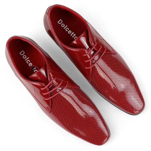Dolcetto Men’s Pointed Toe Formal Lace Up Perforated Shoes