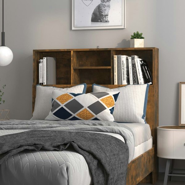 Berkfield Headboard Cabinet Smoked Oak 100x19x103.5 cm