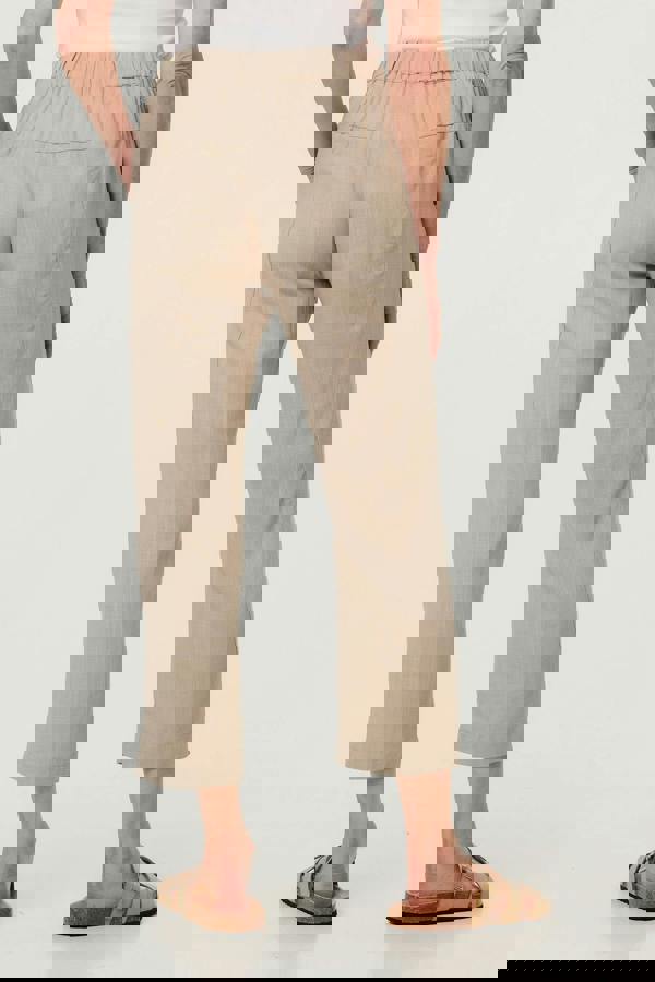 Linen | Drawstring Tie Front Relaxed Trousers