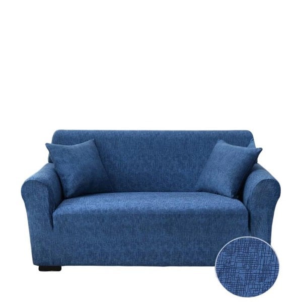 Anyhouz Anyseat 3 Seater Sofa Cover Plain Blue Style and Protection For Living Room Sofa Chair Elastic Stretchable Slipcover