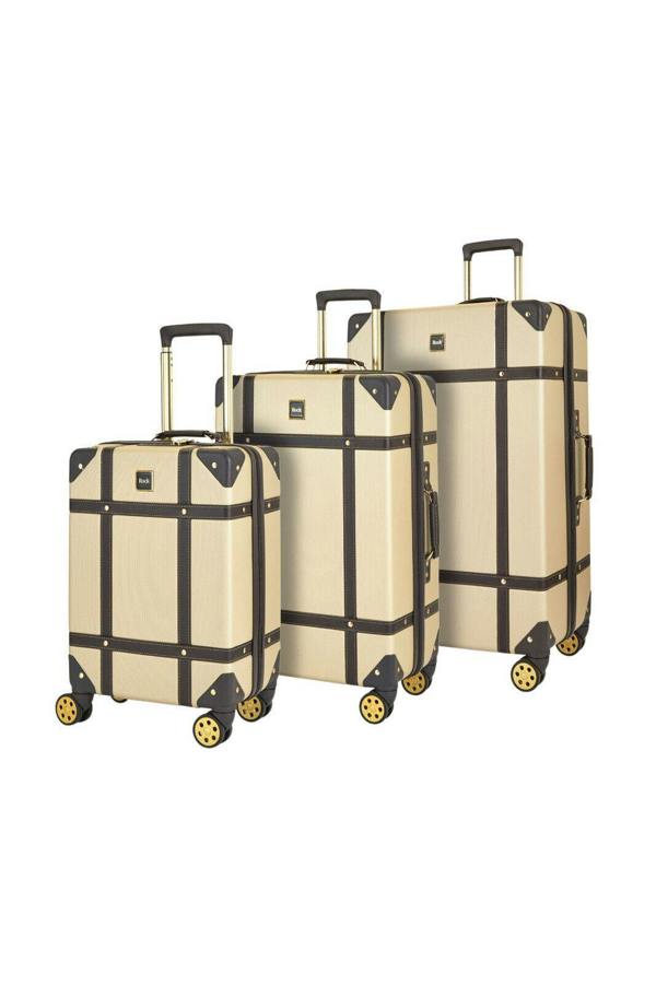 Rock Luggage Vintage Hard Shell Luggage Trunk Suitcase Set