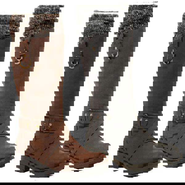 Rocket Dog Telsa Womens Tall Zip Up Mid Calf Biker Buckle Boots