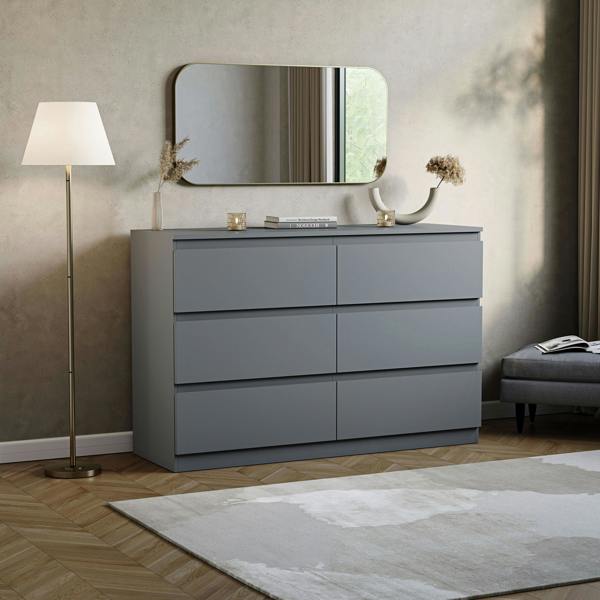 Vida Designs Denver 6 Drawer Chest, Black