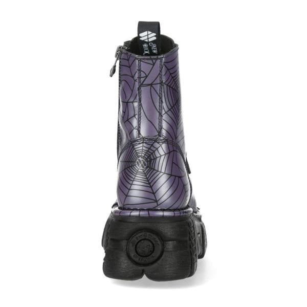 New Rock Purple Leather Gothic Military Biker Boots - MILI083CCT-C122