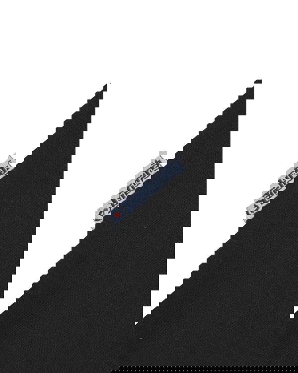 Lambretta Mens Scooter Helmet Graphic Mod Ska Casual T-Shirts, close-up of black fabric with Lambretta branding tag.