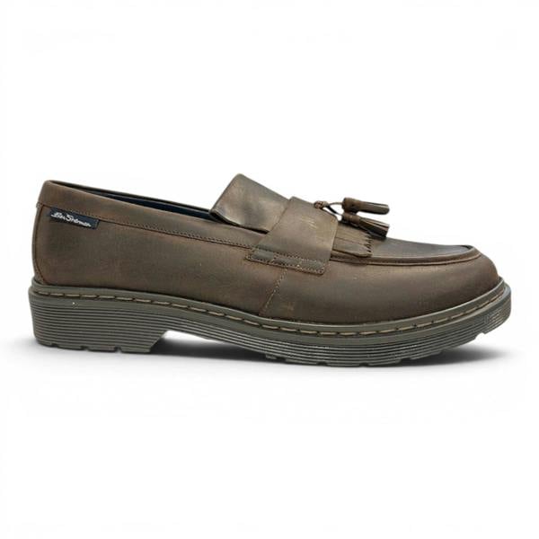 Ben Sherman Men's Brown Leather Tassel Loafer Shoes - Dudley