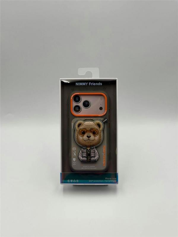 Nimmy Friends Nimmy Cool & Cute 2.0 Bear Case with MagSafe Stand for iPhone 17 Pro 6.3" Grey Orange - N-YJKM-CXZJZH-IP17-PRO-011-A