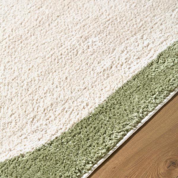 Livabliss Fossay Shag-Washable Cream Green Modern High Pile Rug