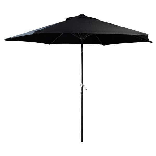 Samuel Alexander 2m Aluminium Garden Patio Sun Shade Parasol with Tilt and Crank in Black