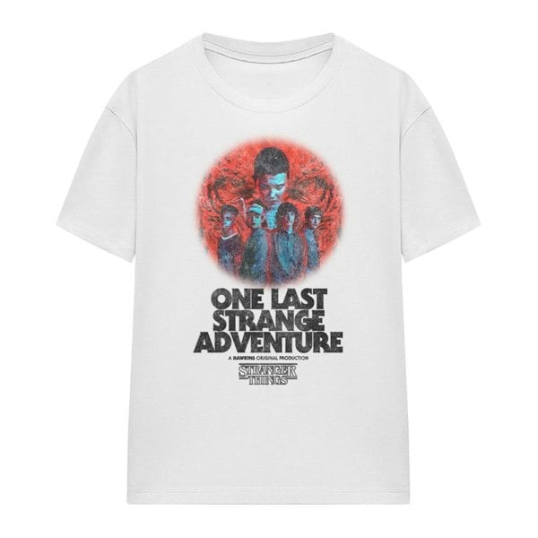 Stranger Things Womens One Last Adventure Poster T-Shirt - White