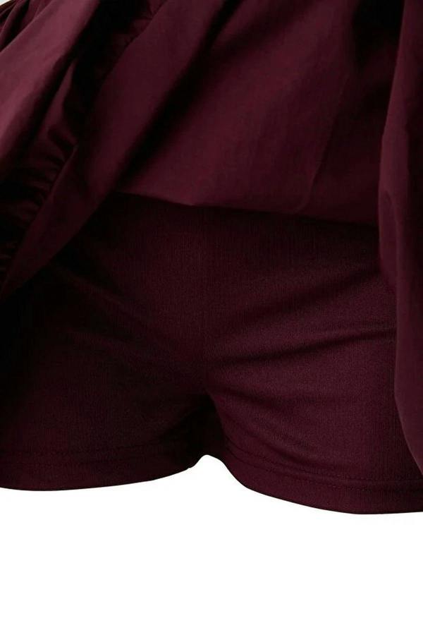 WOVCOR Super Mini Balloon Skirt with Lined Shorts and Belt Detail