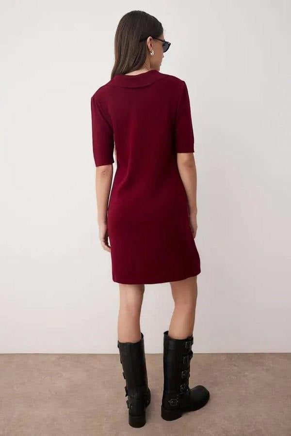WOVCOR Mini Polo Collar Knit Dress