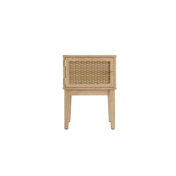 Wyld Haus Waterford Oak Wood and Rattan Bedside Table 1 Door