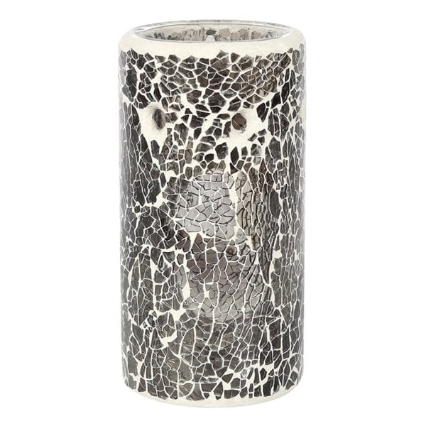 Serano Pillar Gunmetal Grey Crackle Oil Burner and Wax Warmer