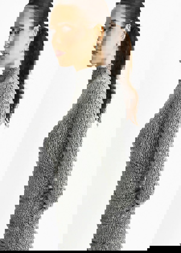 Gini London Grey High Neck Stud Hot Fix Stretchy Mini Dress