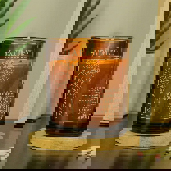 Personalised Memento Company Personalised June Birth Flower Amber Glass Candle