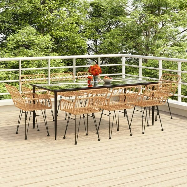 Berkfield 9 Piece Garden Dining Set Poly Rattan