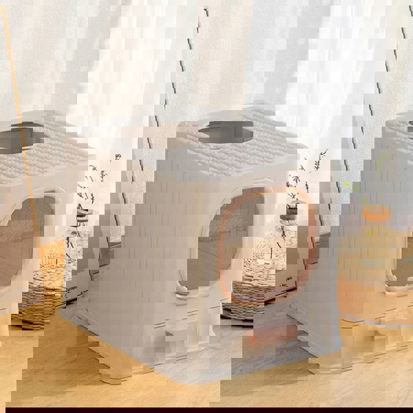 Enclosed Folding Cat Litter Box Toilet with Scoop Living and Home