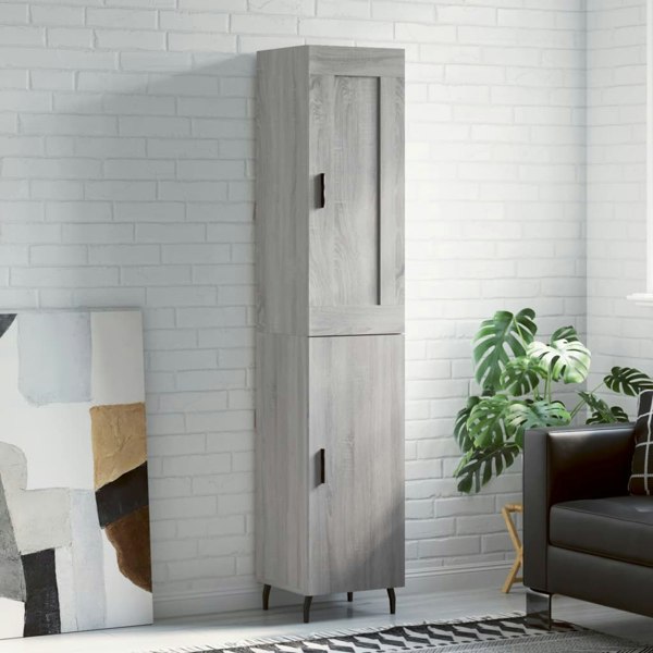 Berkfield Highboard Grey Sonoma 34.5x34x180 cm Engineered Wood