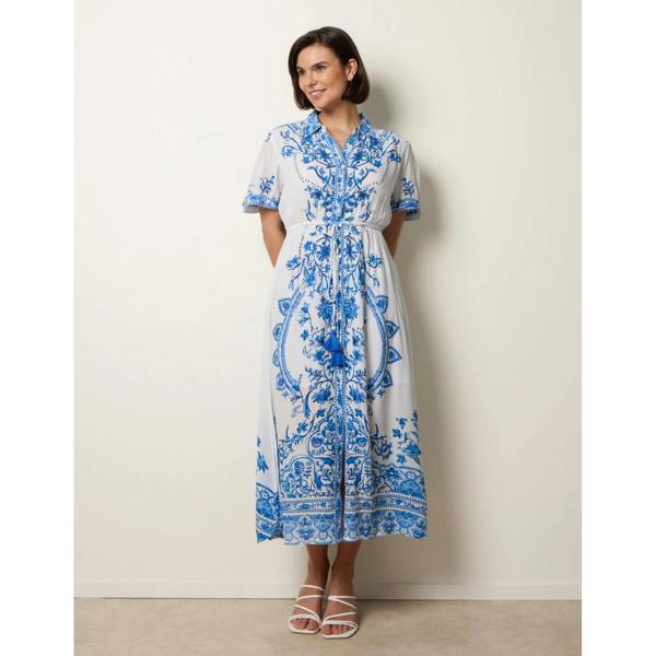 Blue Vanilla Floral Blue Print Drawstring Dress