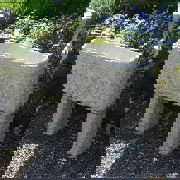 Pair of Lion Head design Stone Vases and Planter Troughs