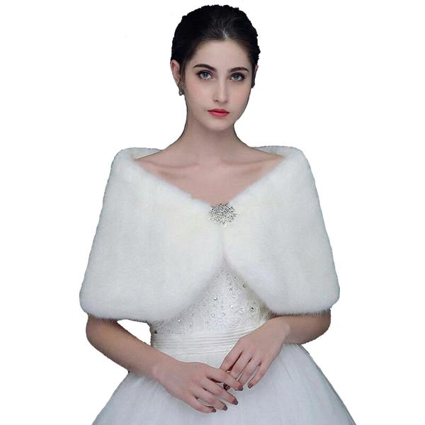 Cinda Bridal Bridesmaid Faux Fur Bolero Shawl Shrug