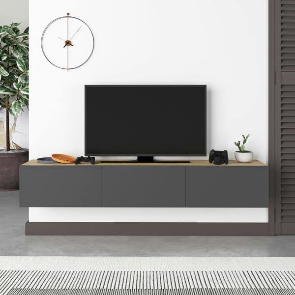 Decortie Francy Modern Wall Mounted TV Unit 55" Multimedia Centre 180cm