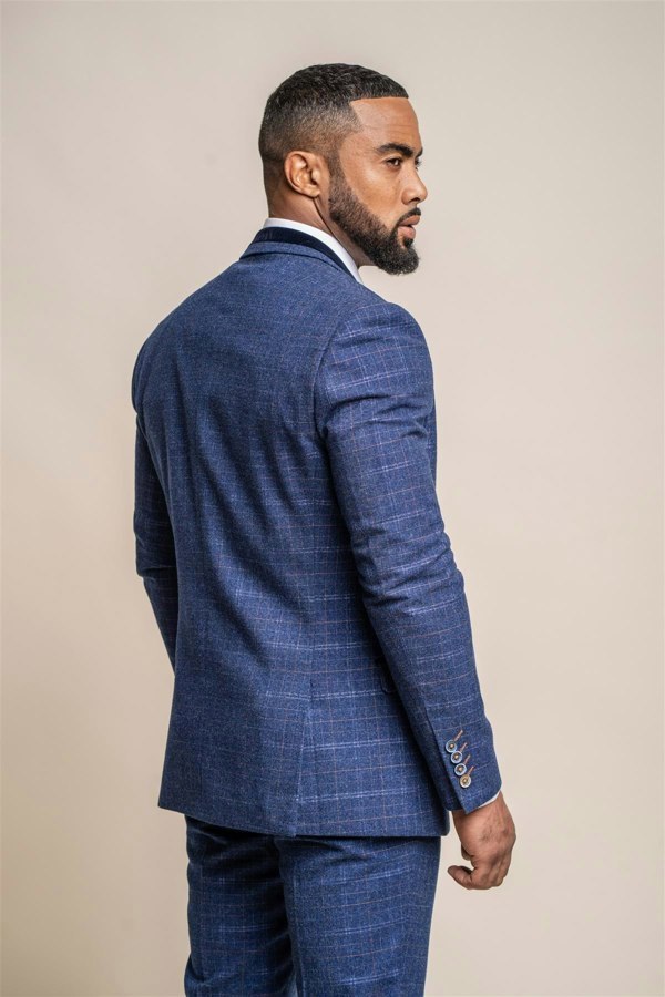 Kaiser blue check blazer back