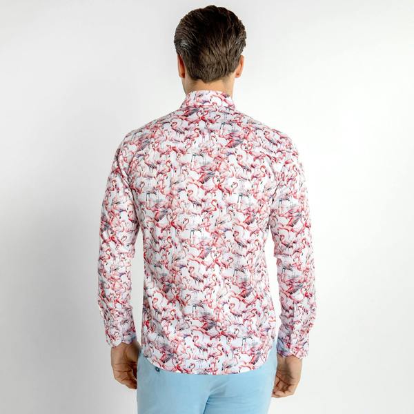 FLAMBOYANCE OF FLAMINGOS PRINT SHIRT – Premium Men's Patterned Shirt by Claudio Lugli | Bold Design, Tailored Fit, Best Printed Shirts