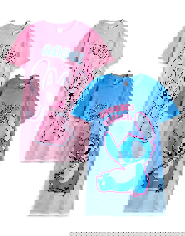 Disney Girls Multicoloured Stitch & Angel Multi-Pack of 2 Short Sleeve Nightdress