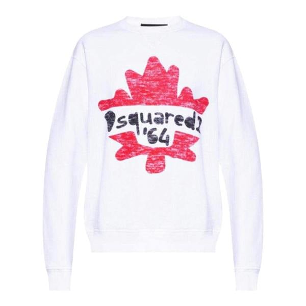 DSquared2 Unisex Adult 64 Maple Leaf Sweatshirt - White - 