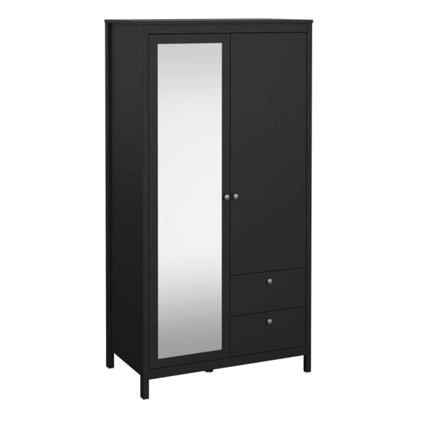 Wyld Haus Gossmere Matt Black Wardrobe 2 Doors 2 Drawers