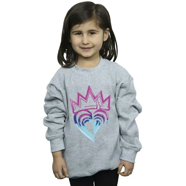 Disney Girls Descendants Pink Crown Sweatshirt - Sports Grey