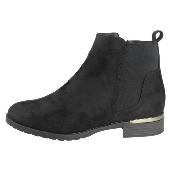 Spot On Ladies Spot On Low Heel Wide Fit Elastic Gussest Zip Ankle Boots F51195