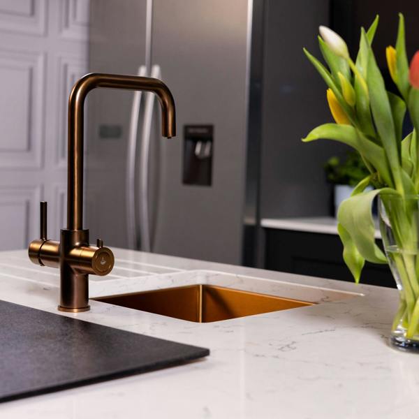 Flode Vier | 4 in 1 Instant Boiling & Filtered Cold Water Tap | Brushed Copper Finish