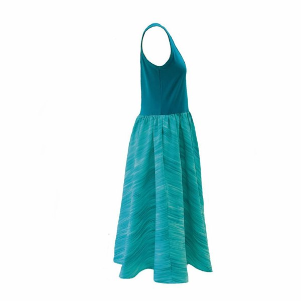 Frock Tales Paradis Midi Sleeveless Dress - Aqua Stripe