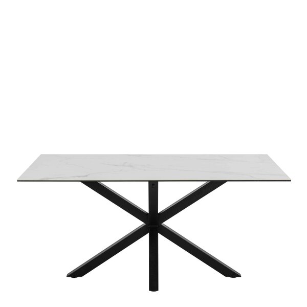 Wyld Haus Perth 160cm 6 Seater White Ceramic Dining Table Industrial Black Metal Legs