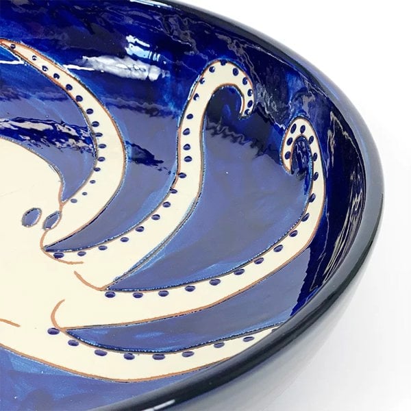 Right Side of Large Blue Salad Bowl