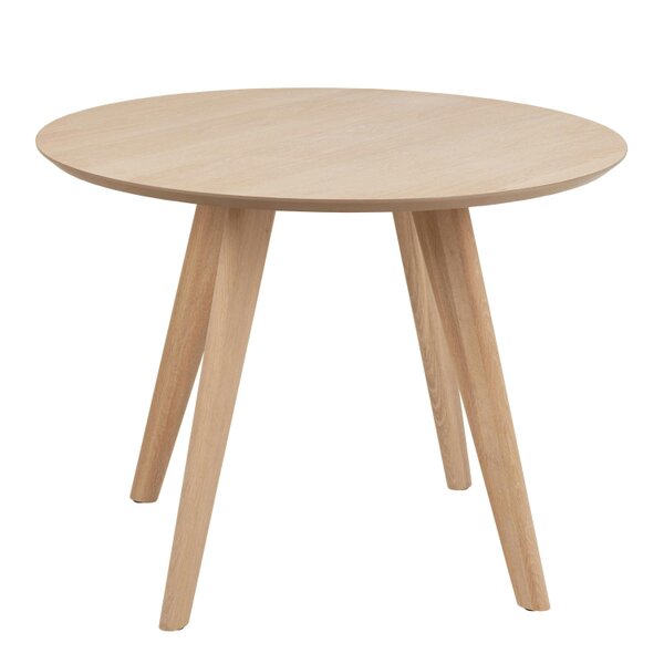 Wyld Haus Hamilton Dining Set Round Natural Oak Effect Wooden Dining Table + 4 Grey Fabric Dining Chairs
