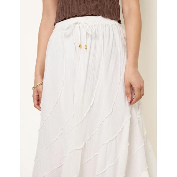 Blue Vanilla Panelled Overlocked Frill Maxi Skirt