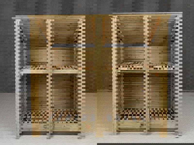 Arbor Garden Solutions Wooden Log Store (Roof Sloping Back) with Shelf W-146cm, H-126cm or 180cm, D-88cm