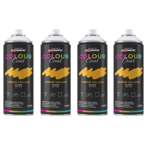 Colour Coat 4X Lemon Yellow RAL 1037 Gloss Spray Paint 400ml