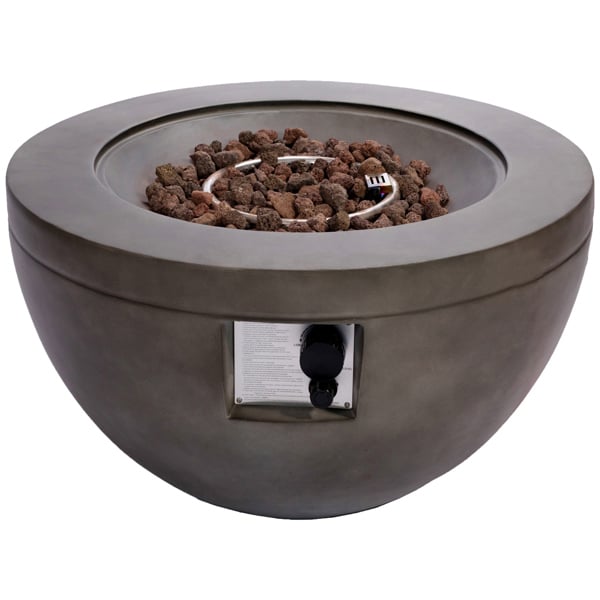 MDA Designs TABITI Dark Grey Gas Fire Pit for Garden & Patio - Luxurious Eco-Stone Finish Outdoor Heater Fire Pit