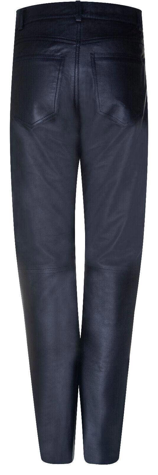 Infinity Leather Womens Classic Lamb Nappa Black '501' Leather Jeans