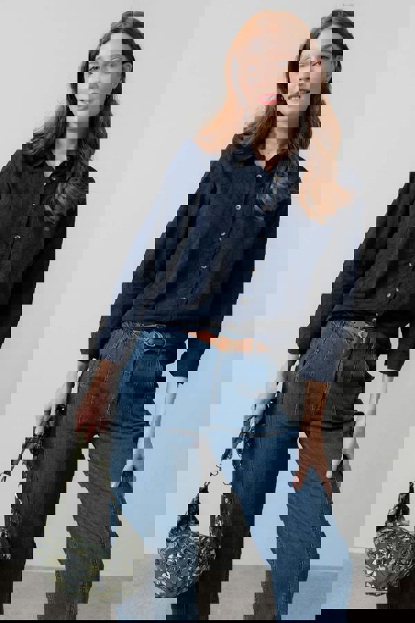 Lily & Me Patsy Textured Jacquard Shirt Navy