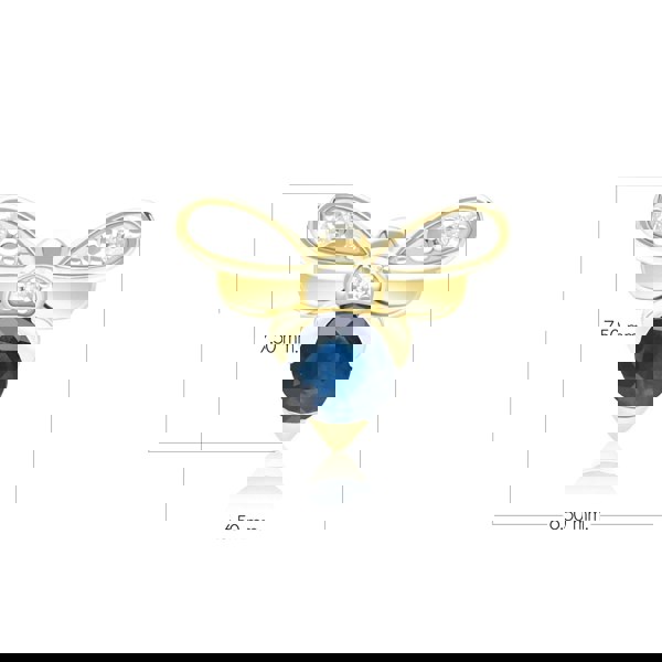 Honeycomb Inspired Blue Sapphire and Diamond Bee Pin in 9ct Yellow GoldDimensions  135T0001039