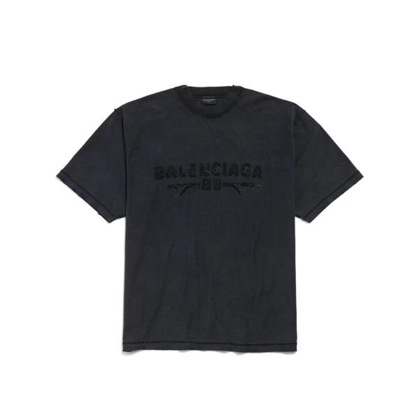 Balenciaga Logo Patch Inside-Out T-Shirt   in  Black