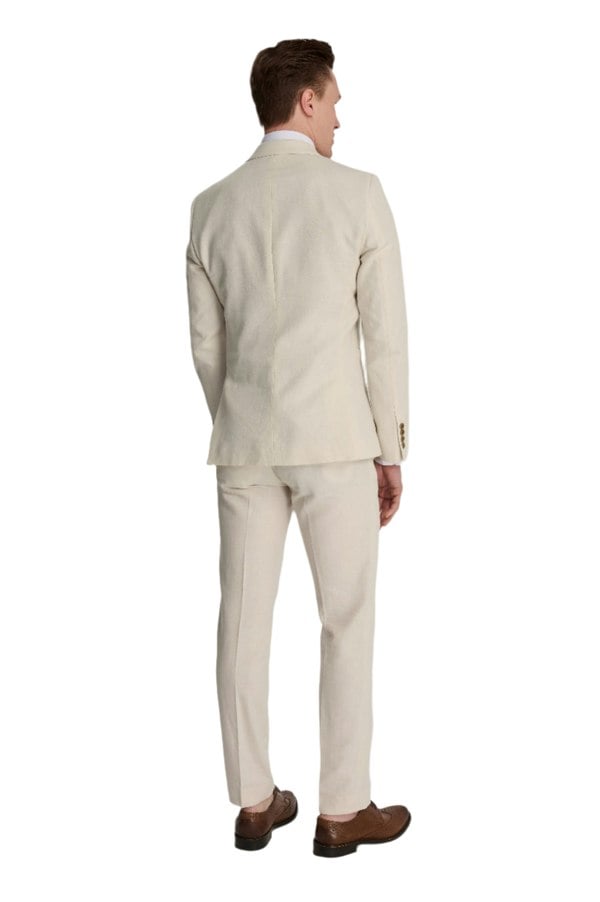 Harry Brown London Giacomo Cotton Linen Double Breasted Suit Jacket in Stone